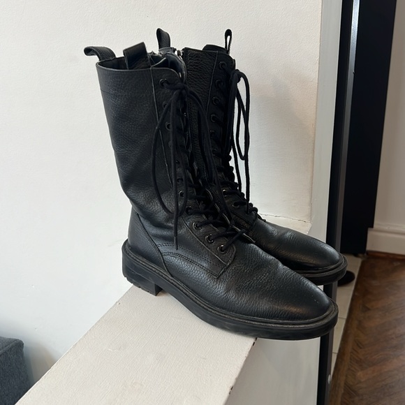 Zara Leather Combat Boots - Picture 2 of 4